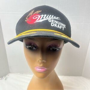 Miller Genuine Draft Beer Black Mesh Adjustable Snapback Trucker Hat Cap